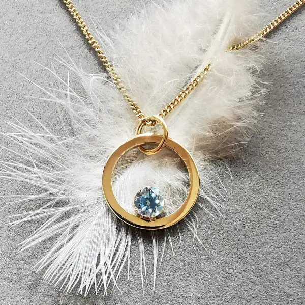 5mm Diamond Ash/Hair 9ct Gold Simple Circle Memorial Pendant