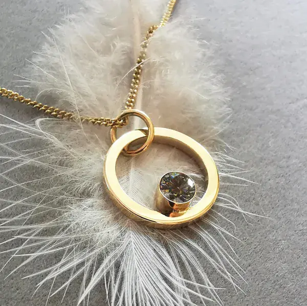 5mm Diamond Ash/Hair 9ct Gold Simple Circle Memorial Pendant