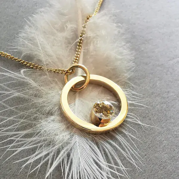 5mm Diamond Ash/Hair 9ct Gold Simple Circle Memorial Pendant