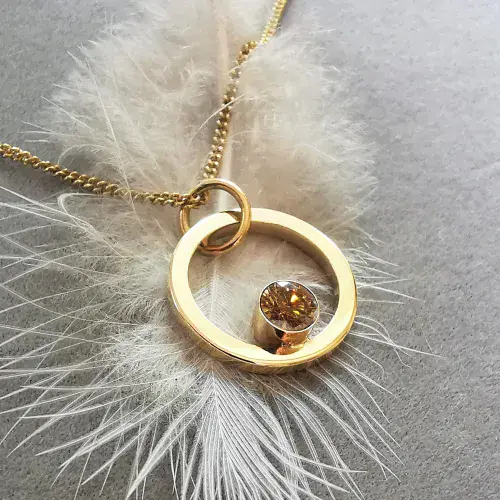 5mm Diamond Ash/Hair 9ct Gold Simple Circle Memorial Pendant
