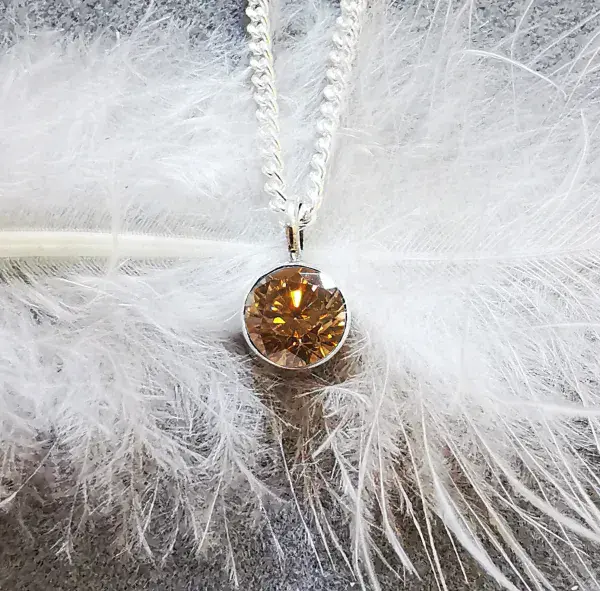 5mm Diamond  Ash /Hair Silver Simple Circle Memorial Pendant