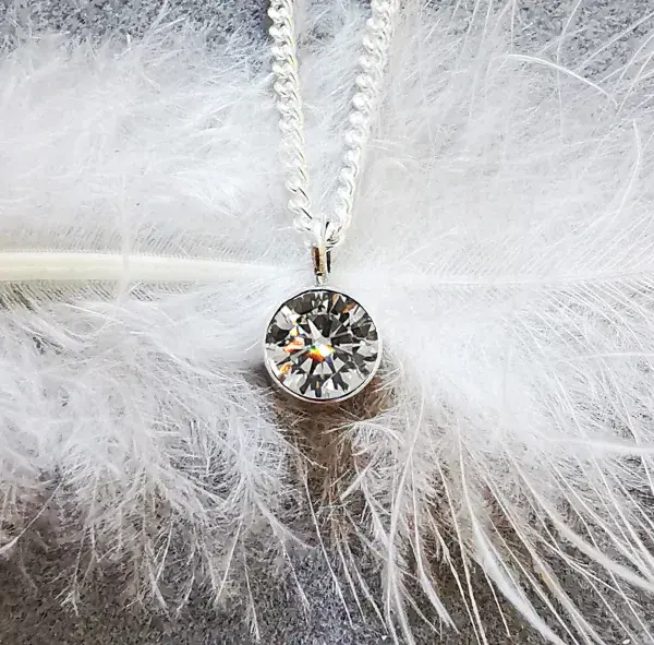 5mm Diamond  Ash /Hair Silver Simple Circle Memorial Pendant