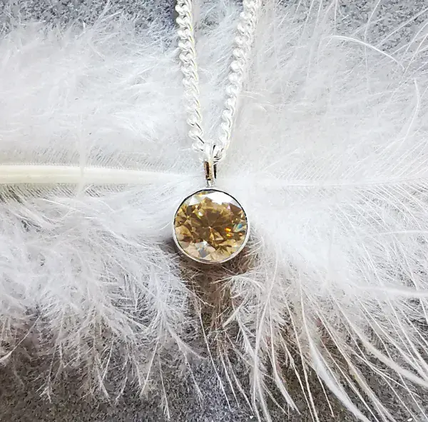 5mm Diamond  Ash /Hair Silver Simple Circle Memorial Pendant