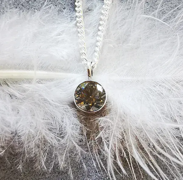 5mm Diamond  Ash /Hair Silver Simple Circle Memorial Pendant