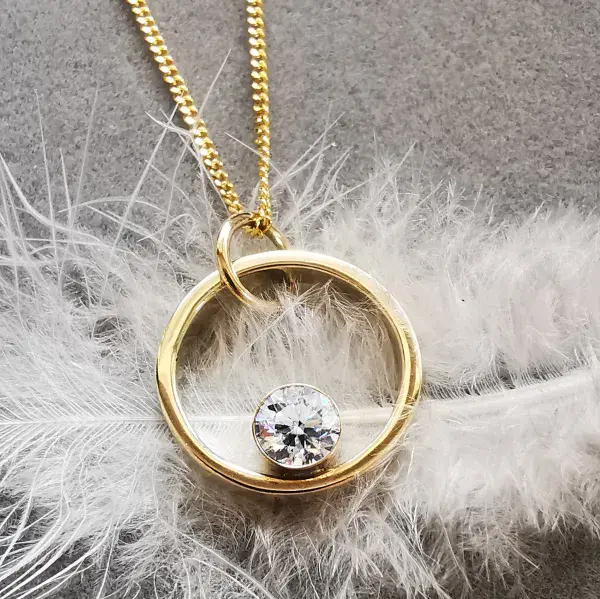 5mm Diamond Circle 9ct Gold Pendant Ash/Hair -HIDDEN