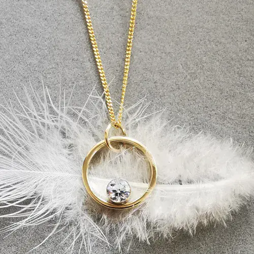 5mm Diamond Circle 9ct Gold Pendant Ash/Hair -HIDDEN