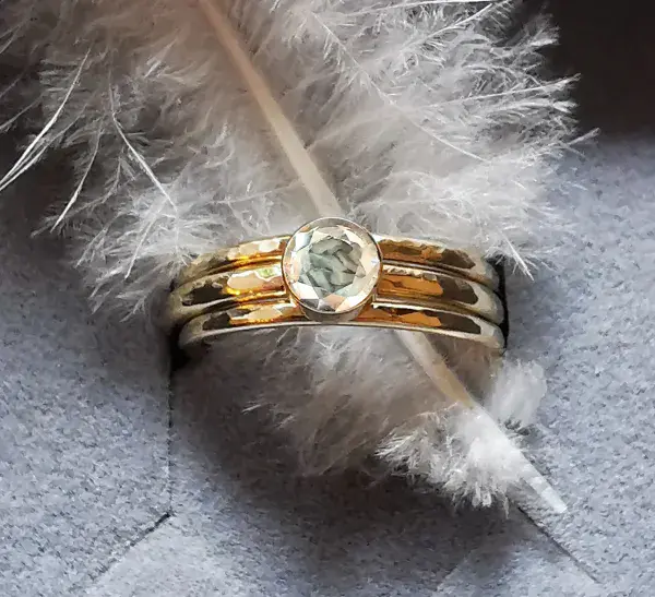 5mm Diamond Memorial 9ct Gold Stacking Ring Ash VISIBLE