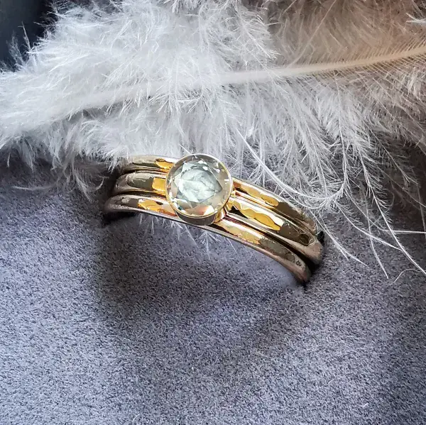 5mm Diamond Memorial 9ct Gold Stacking Ring Ash VISIBLE