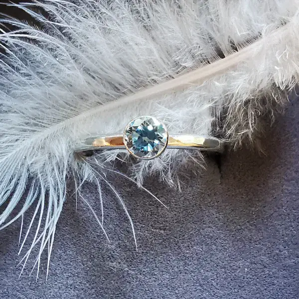 5mm Diamond, Silver Memorial Ring- Ash/Hair Hidden