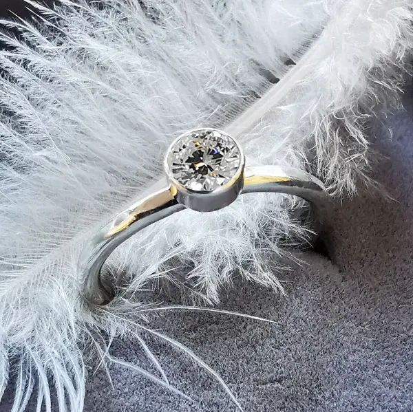 5mm Diamond, Silver Memorial Ring- Ash/Hair Hidden