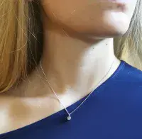 5mm Diamond  Silver Simple Circle Memorial Pendant Ash /Hair  HIDDEN
