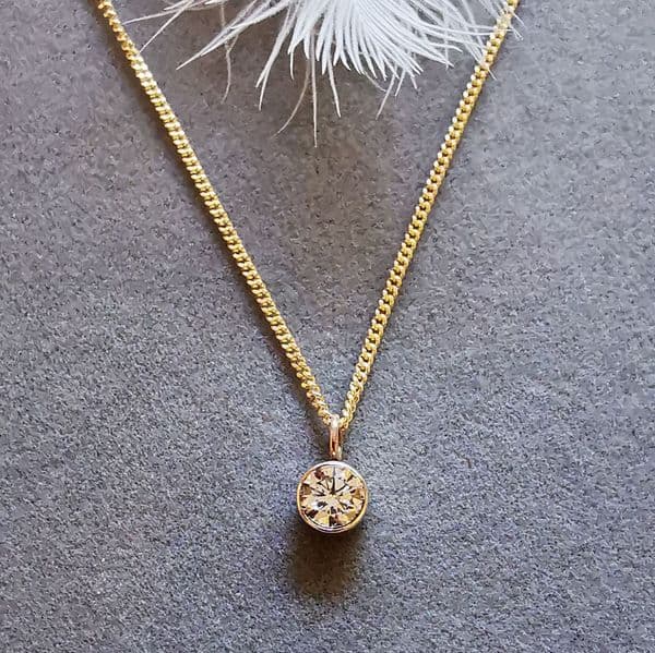 5mm Diamond Simple 9ct Gold Memorial Pendant Ash/Hair - HIDDEN