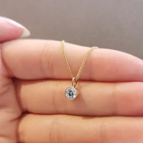 5mm Diamond Simple 9ct Gold Memorial Pendant Ash/Hair - HIDDEN