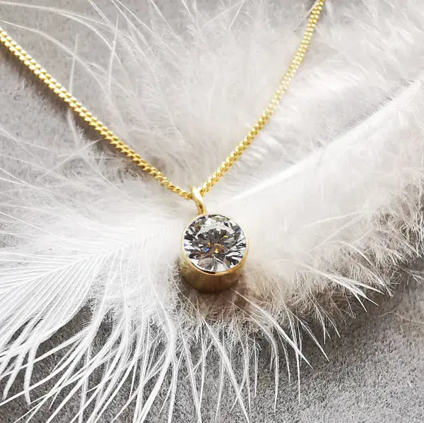 5mm Diamond Simple 9ct Gold Memorial Pendant Ash/Hair - HIDDEN