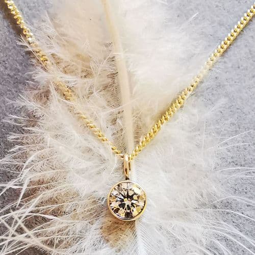 5mm Diamond Simple 9ct Gold Memorial Pendant Ash/Hair - HIDDEN