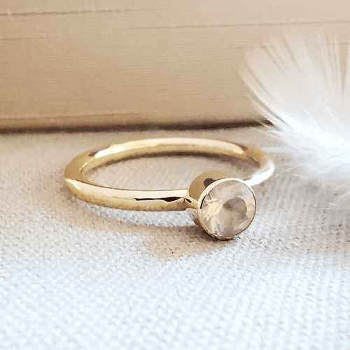 5mm Gemstone And Ash/Hair 9ct Gold Memorial Ring