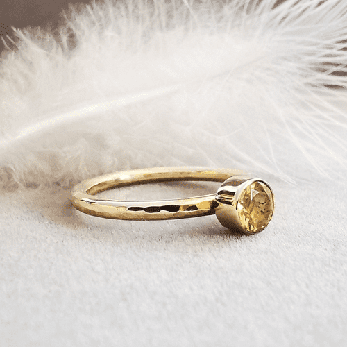 5mm Gemstone And Ash/Hair 9ct Gold Memorial Ring