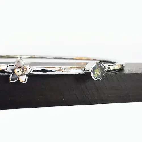 5mm Gemstone And Ashes /Hair Forget Me Not Memorial Bangle