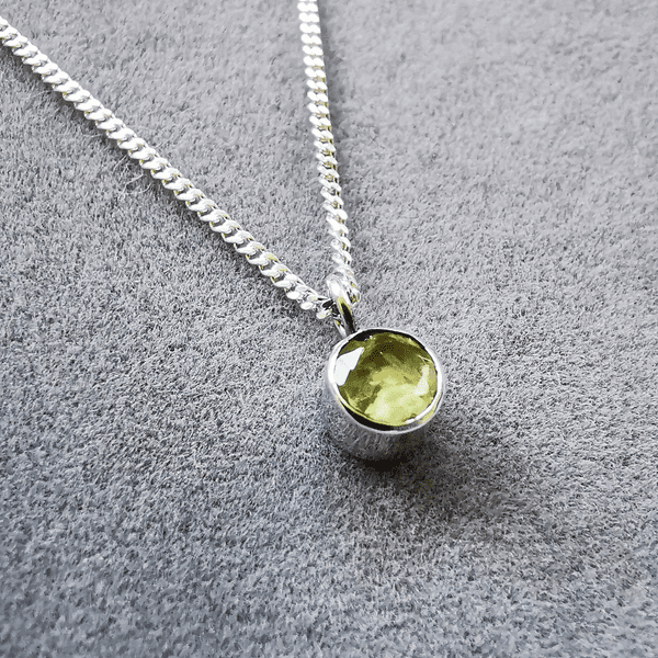 5mm  Gemstone And Ashes/ Hair Silver Memorial Pendant