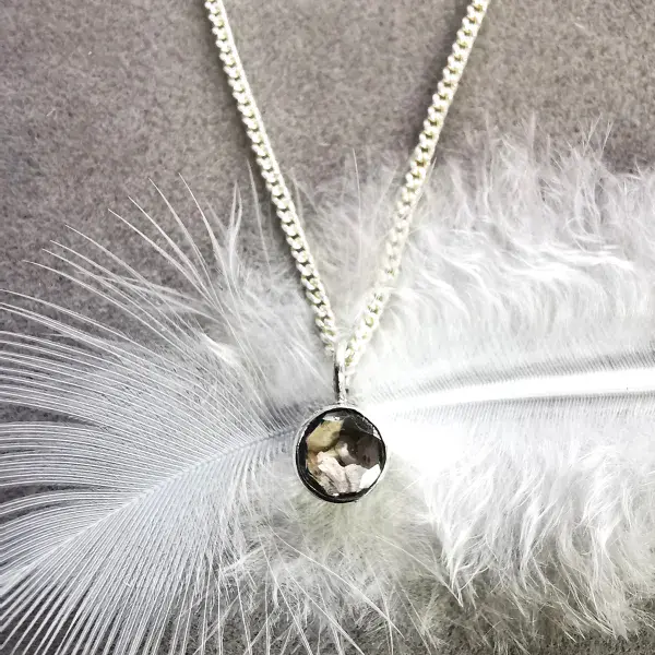 5mm  Gemstone And Ashes/ Hair Silver Memorial Pendant