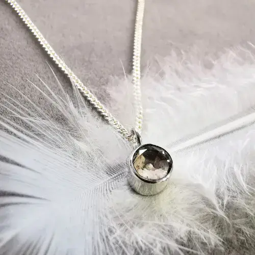 5mm  Gemstone And Ashes/ Hair Silver Memorial Pendant