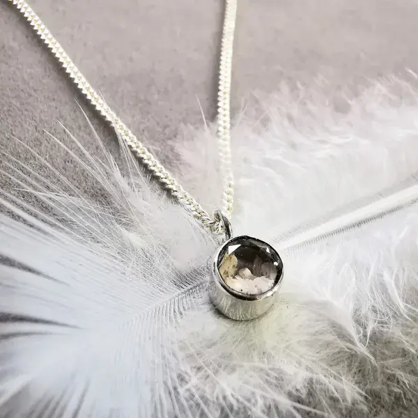 5mm Gemstone And Ashes/ Hair Silver Memorial Pendant