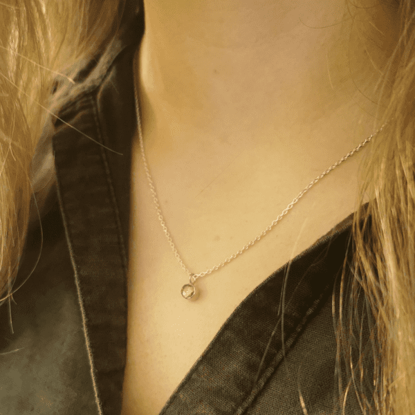 5mm  Gemstone And Ashes/ Hair Silver Memorial Pendant