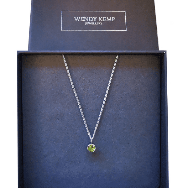 5mm  Gemstone And Ashes/ Hair Silver Memorial Pendant