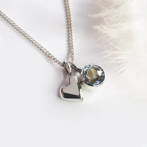 5mm Gemstone and Hidden Ash/Hair Heart Pendant