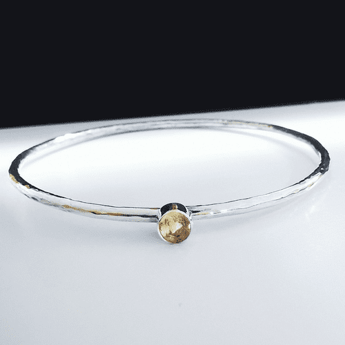 5mm Gemstone And Visible or Hidden Ash/Hair  Memorial Bangle