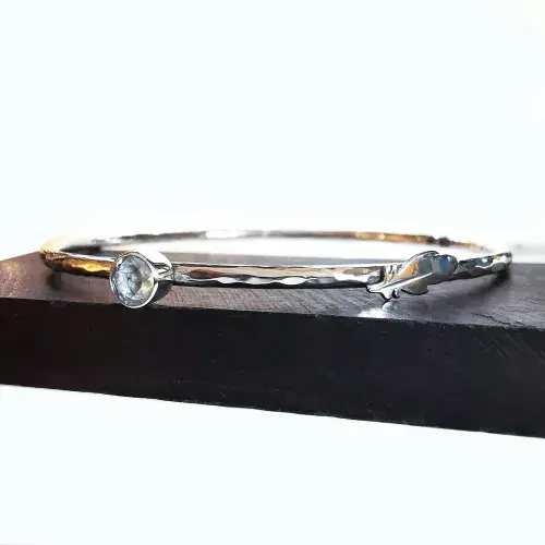 5mm Gemstone Ash/Hair And Feather Memorial Bangles