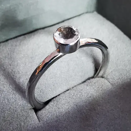 5mm Gemstone Ash / Hair Silver Memorial Ring