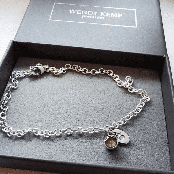 5mm Gemstone Paw Memorial Bracelet with Ash / Hair