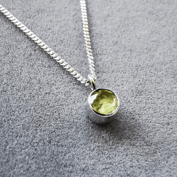 5mm  Gemstone Silver Memorial  Pendant Ash Hair VISIBLE