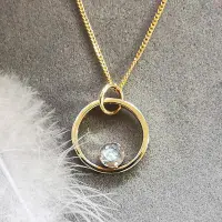5mm White Diamond  9ct Gold Memorial Necklace Ash Hair VISIBLE