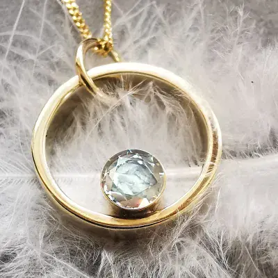 5mm White Diamond  9ct Gold Memorial Necklace Ash Hair VISIBLE