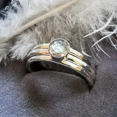 5mm White Diamond Silver Memorial Stacking Ring - Ash VISIBLE