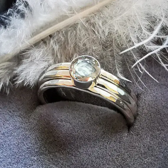 5mm White Diamond Silver Memorial Stacking Ring - Ash VISIBLE
