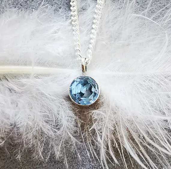 6mm   Gemstone Silver Memorial  Pendant Ash Hair VISIBLE