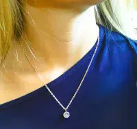 8mm Blue Topaz Silver Memorial Necklace - Ash/Hair VISIBLE