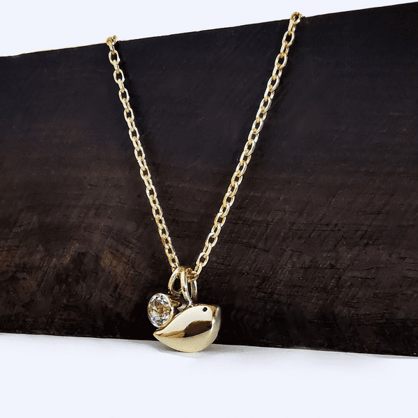 9ct Gold 4mm Gemstone Ash/Hair Robin Memorial Pendant