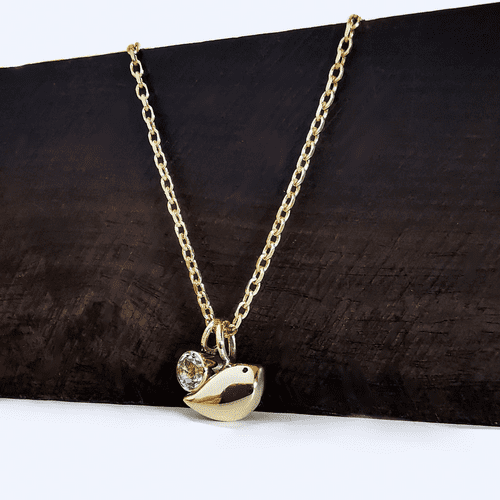 9ct Gold 4mm Gemstone Ash/Hair Robin Memorial Pendant