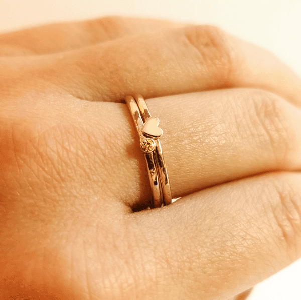 9ct Gold Heart Memorial Ring For 2mm Heart In Diamond