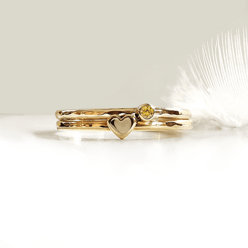 9ct Gold Heart Memorial Ring For 2mm Heart In Diamond