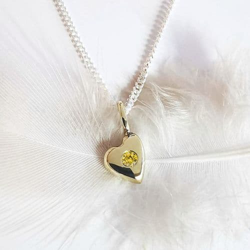 9ct Gold Heart Pendant For 2mm Heart In Diamond On Silver Chain