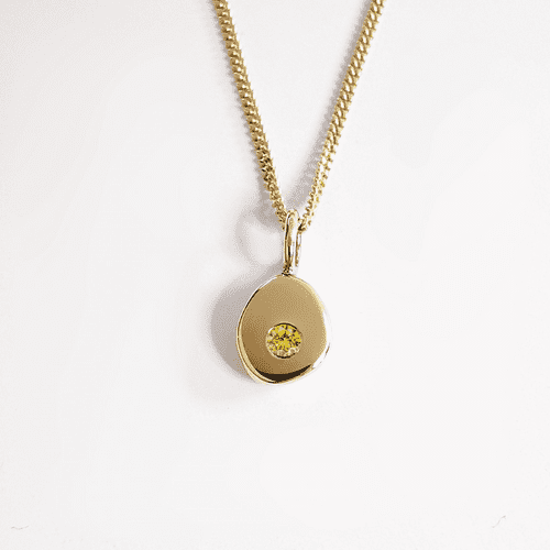 9ct Gold Pebble Pendant For 2mm Heart In Diamond