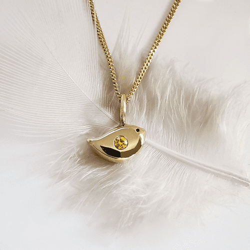 9ct Gold Robin Pendant For 2mm Heart In Diamond