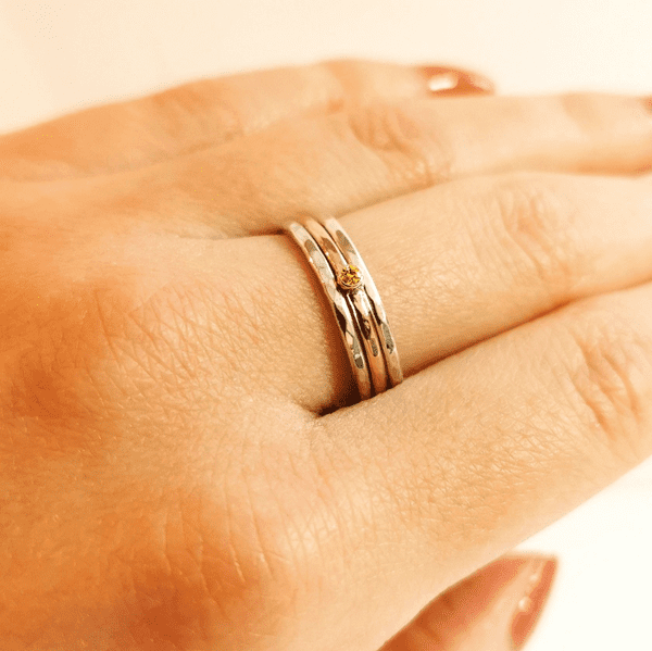 Classic Silver And 9ct Gold Memorial Ring For 2mm Heart In Diamond