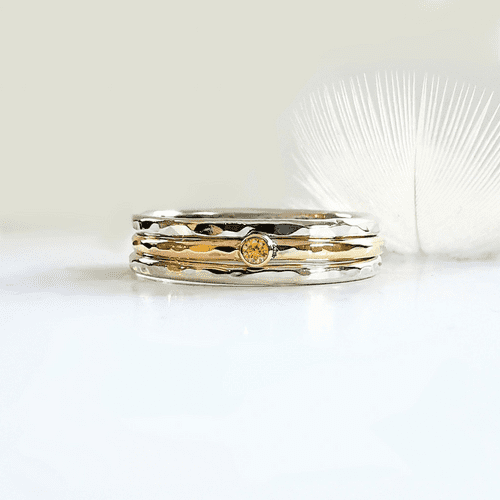 Classic Silver And 9ct Gold Memorial Ring For 2mm Heart In Diamond