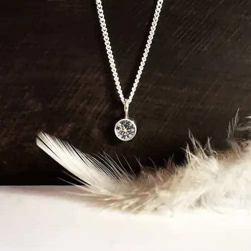 Diamond Ash Silver Classic Memorial Pendant